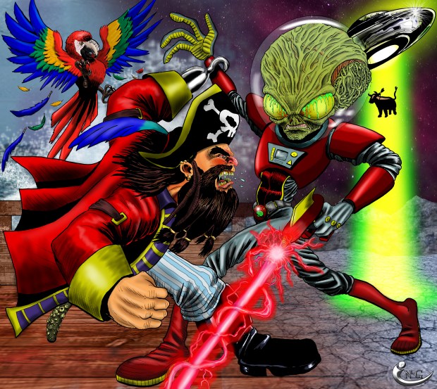Pirate vs alien no watermark
